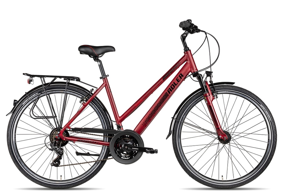 Gesamtansicht Seitenansicht des Adler Verona Trapez Trekkingbikes mit Aluminium-Rahmen