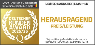 Siegel "Deutscher Kundenaward" für die Marke Axess von der DTGV